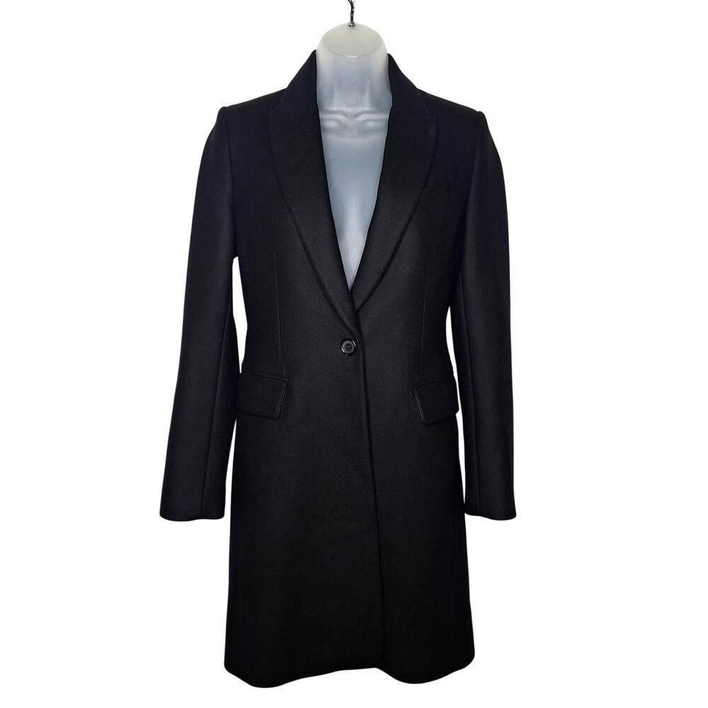 Zara Manteco Italian Fabric Wool Masculine Coat Women's XS Long Car Minimalist
